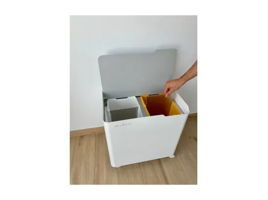 Poubelle pour tri sélectif modulable, fermeture douce, 40 litres, ECOBOX-TOP