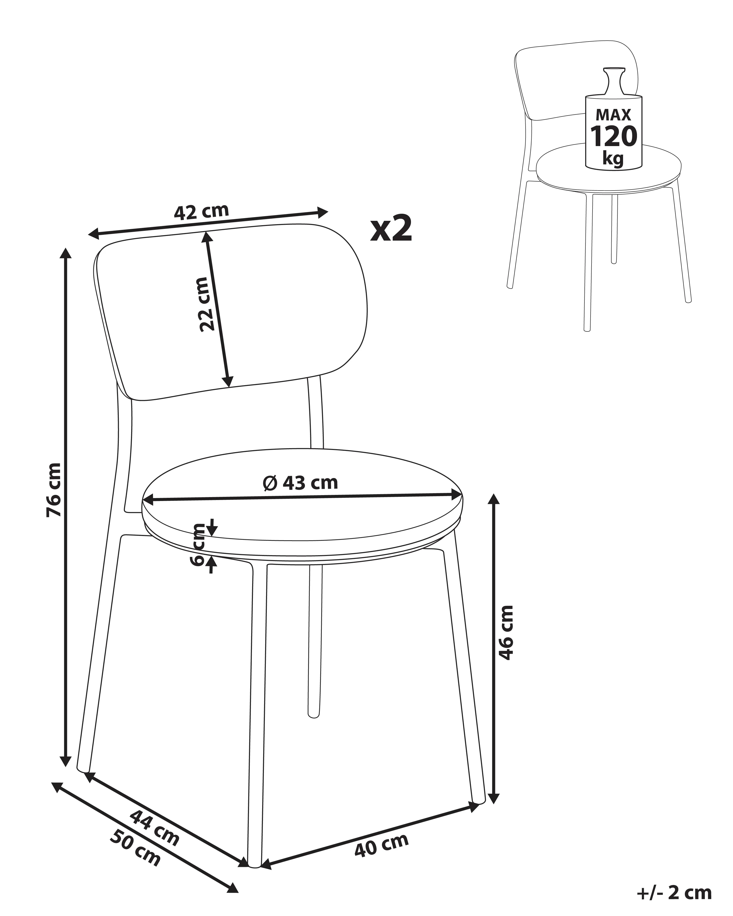 Set van 2 eetkamerstoelen CASEY Lichtgrijs