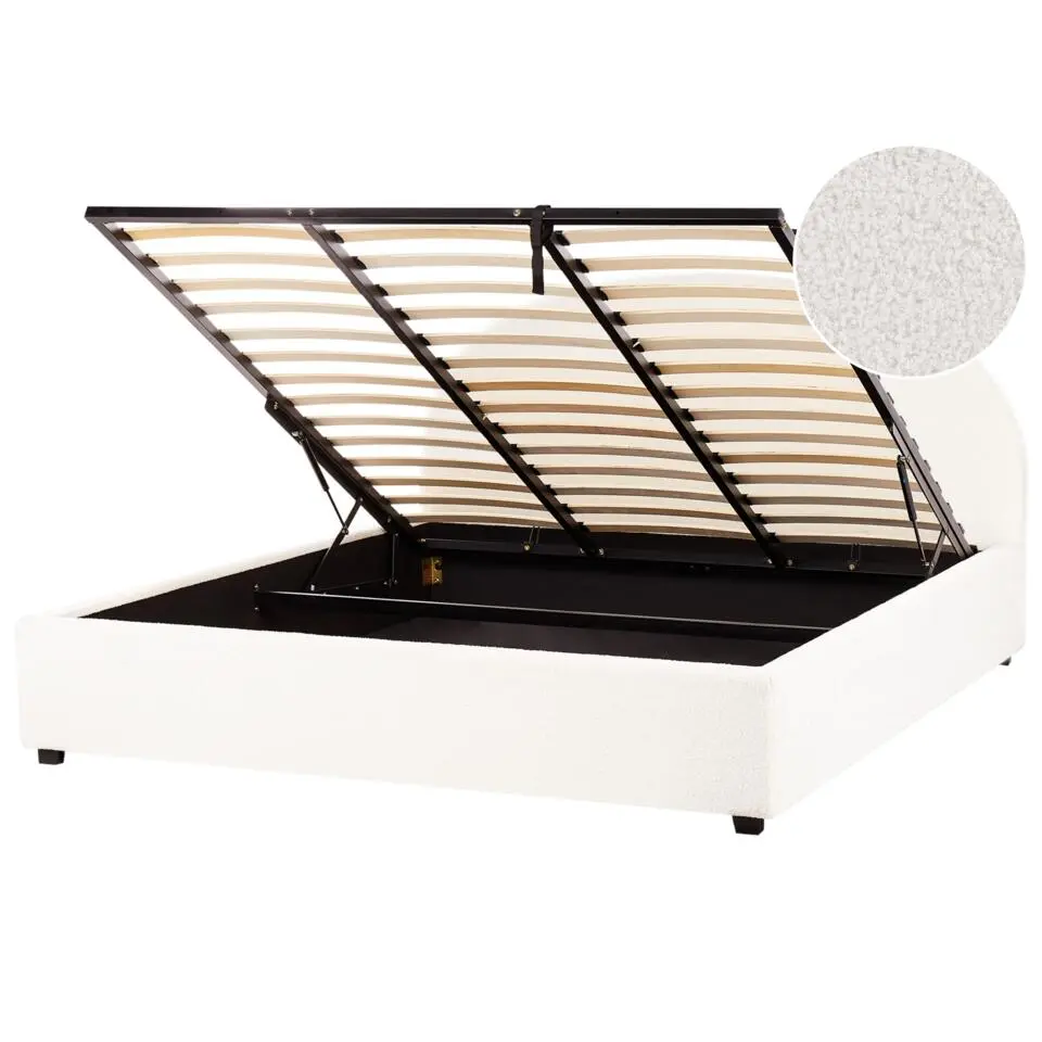 VAUCLUSE - Bed met opbergruimte - Gebroken wit - 180 x 200 cm - Bouclé