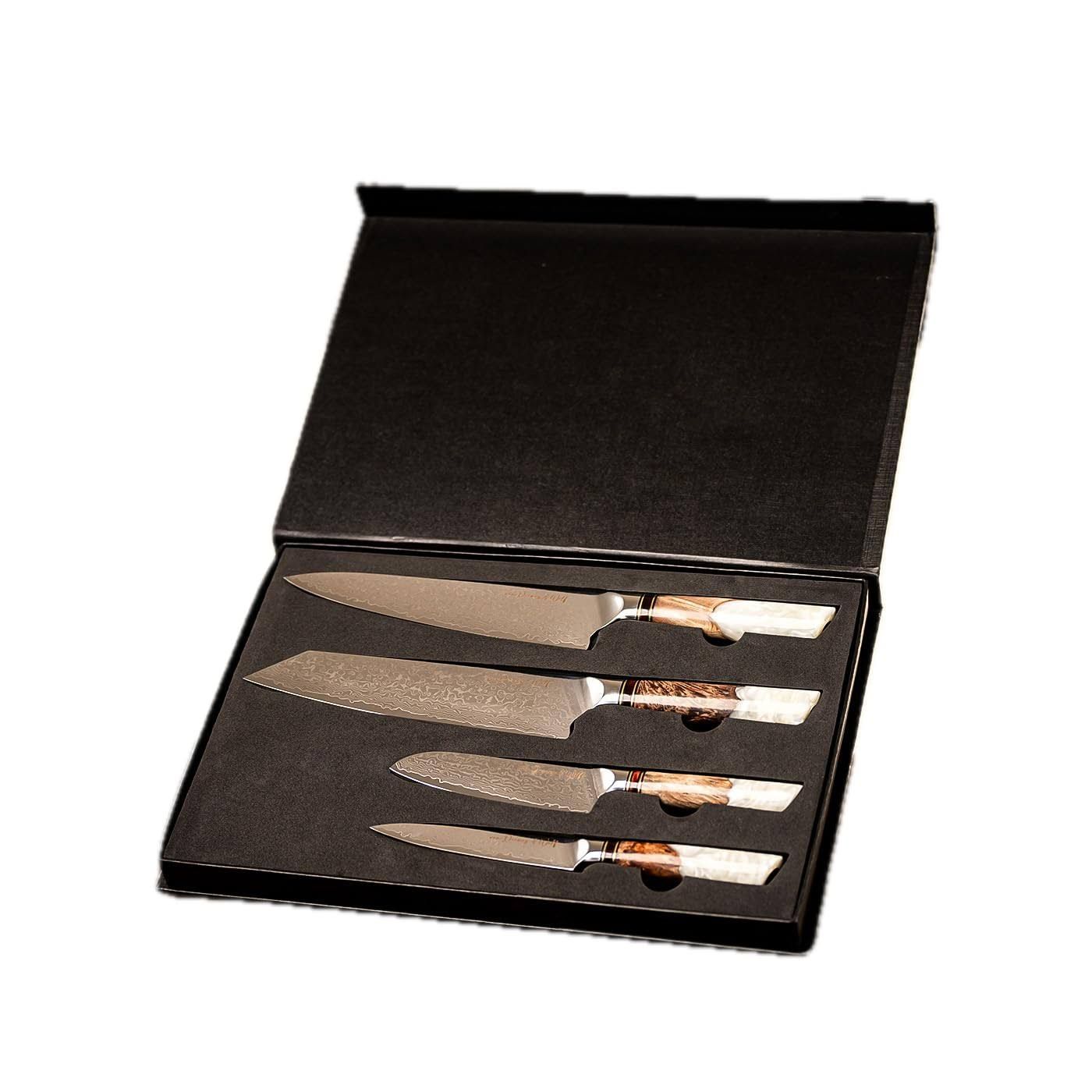 von Deines & Wolf Kitchen Luxe Damastmesser-Set – 4-teilig 67 Lagen VG