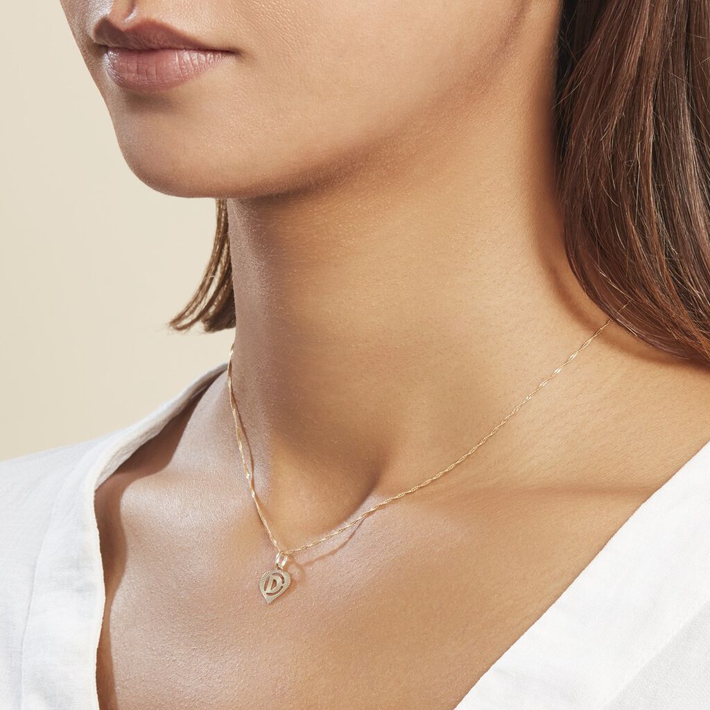 Pendentif Eudocie Coeur Lettre Or Jaune