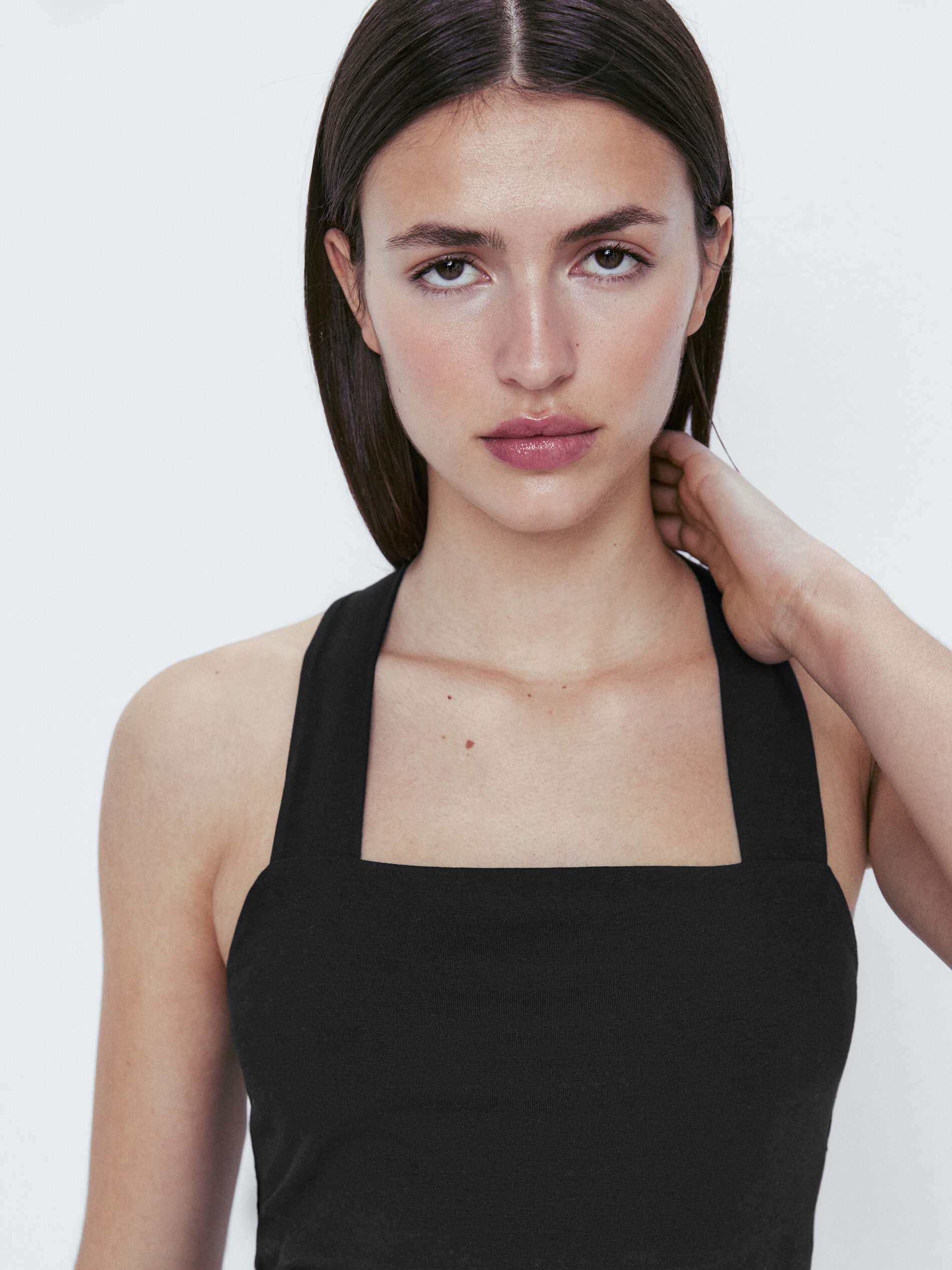 Blusa de algodão com alças cruzadas nas costas - PRETA