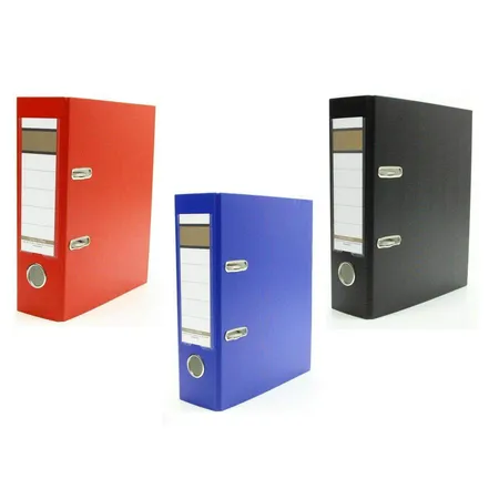 Livepac Office Ordner DIN A5, quer, 75 mm breit, 3 Stück je 1x in blau, rot und schwarz