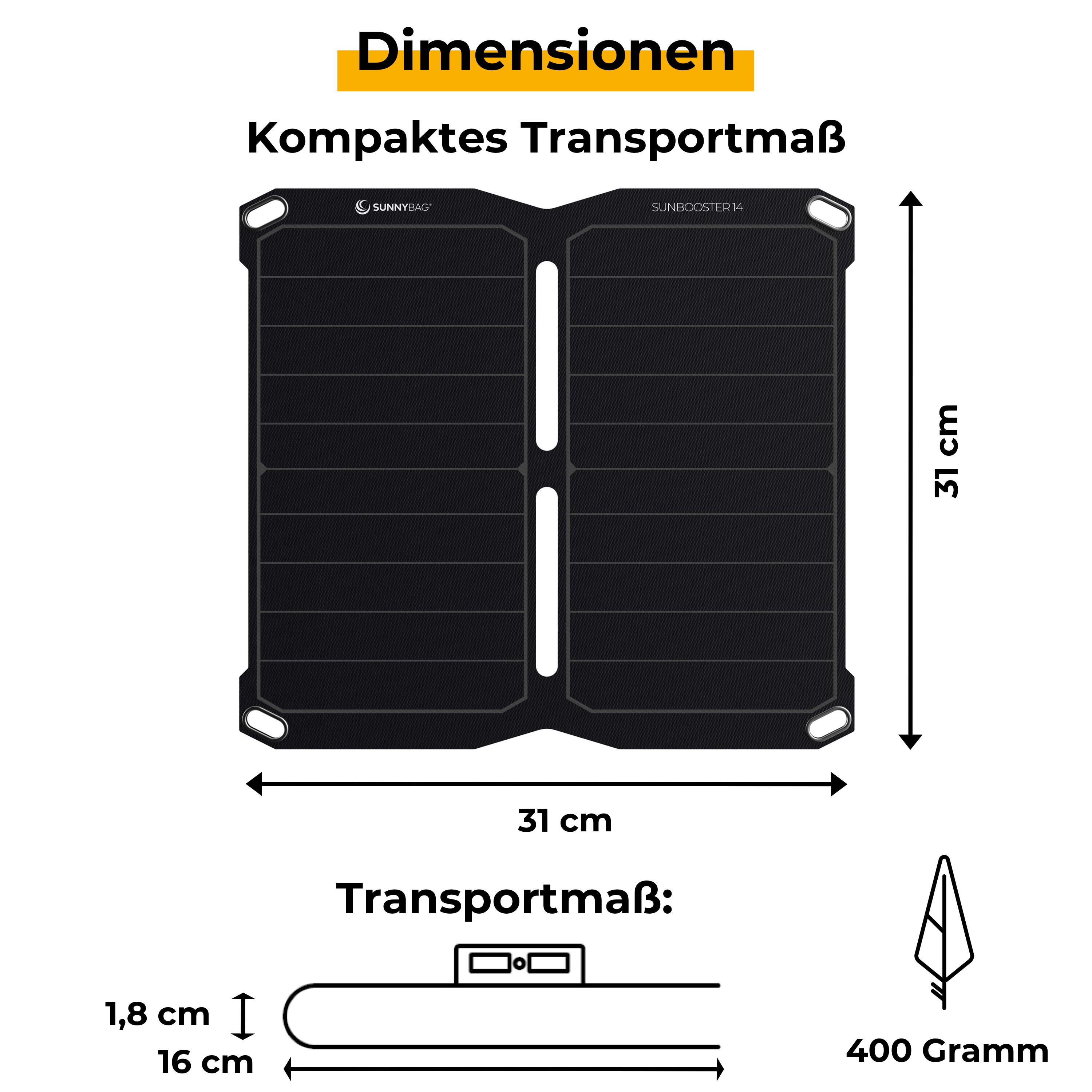 Sunnybag Sunbooster 14 Solarpanel, schwarz