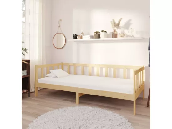 Lit de repos avec matelas 90x200 cm Bois de pin massif