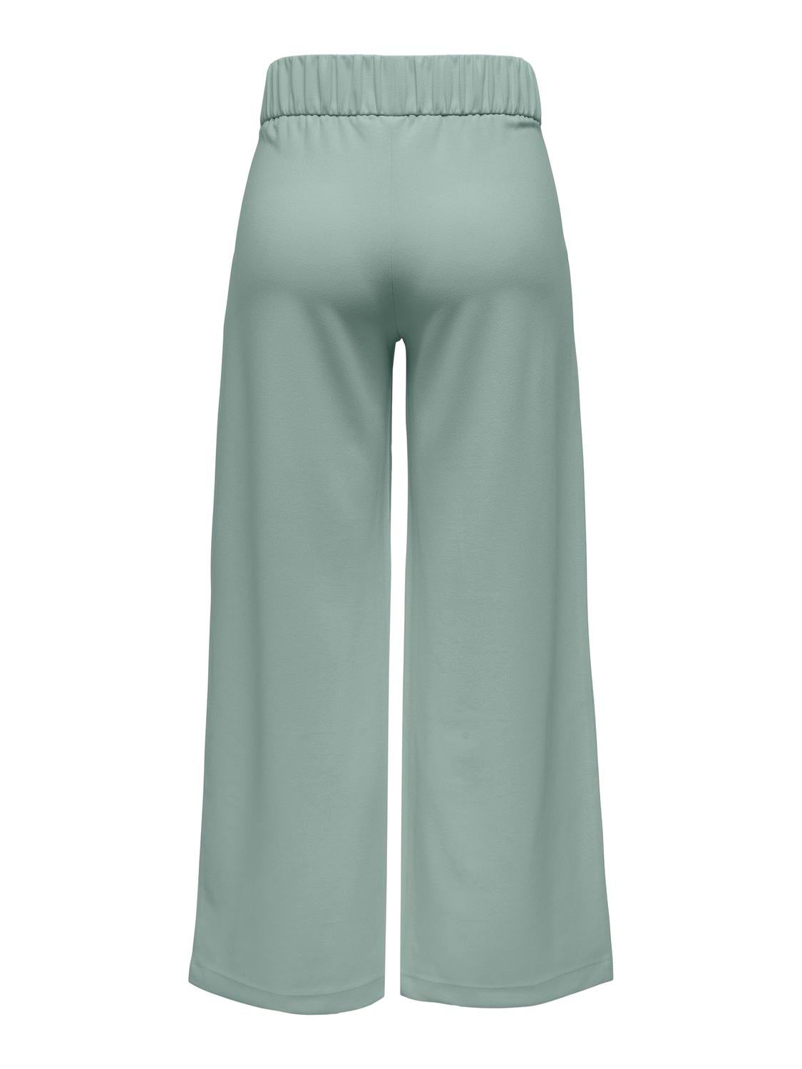 JDYGEGGO Mittlere Taille Weiter Beinschnitt Hose mit weitem Beinschnitt Chinois Green