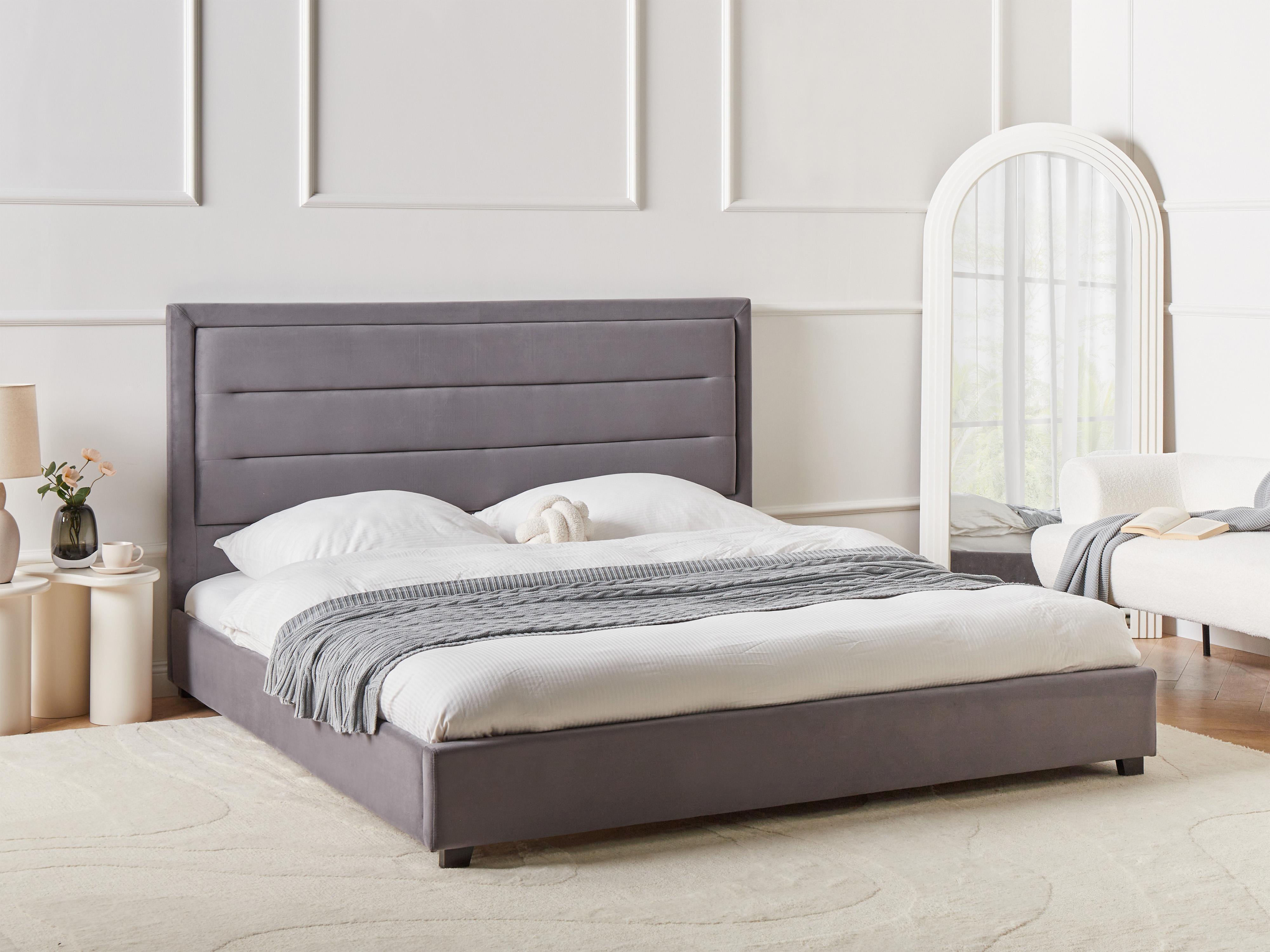 Bed Fluweel ROUEN 180 x 200 cm Donkergrijs