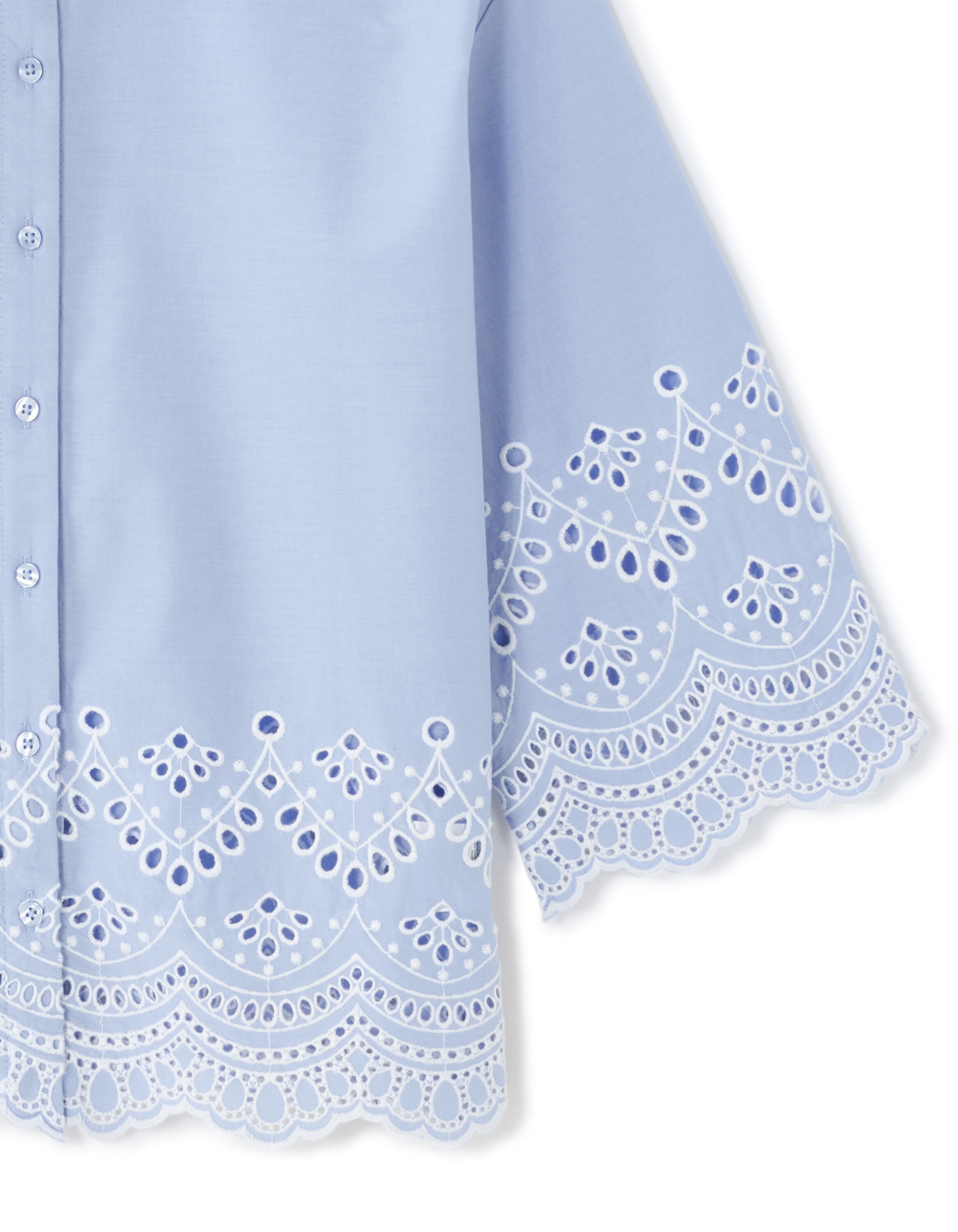 Chemise en popeline 100% coton en broderie anglaise - bleu lavande