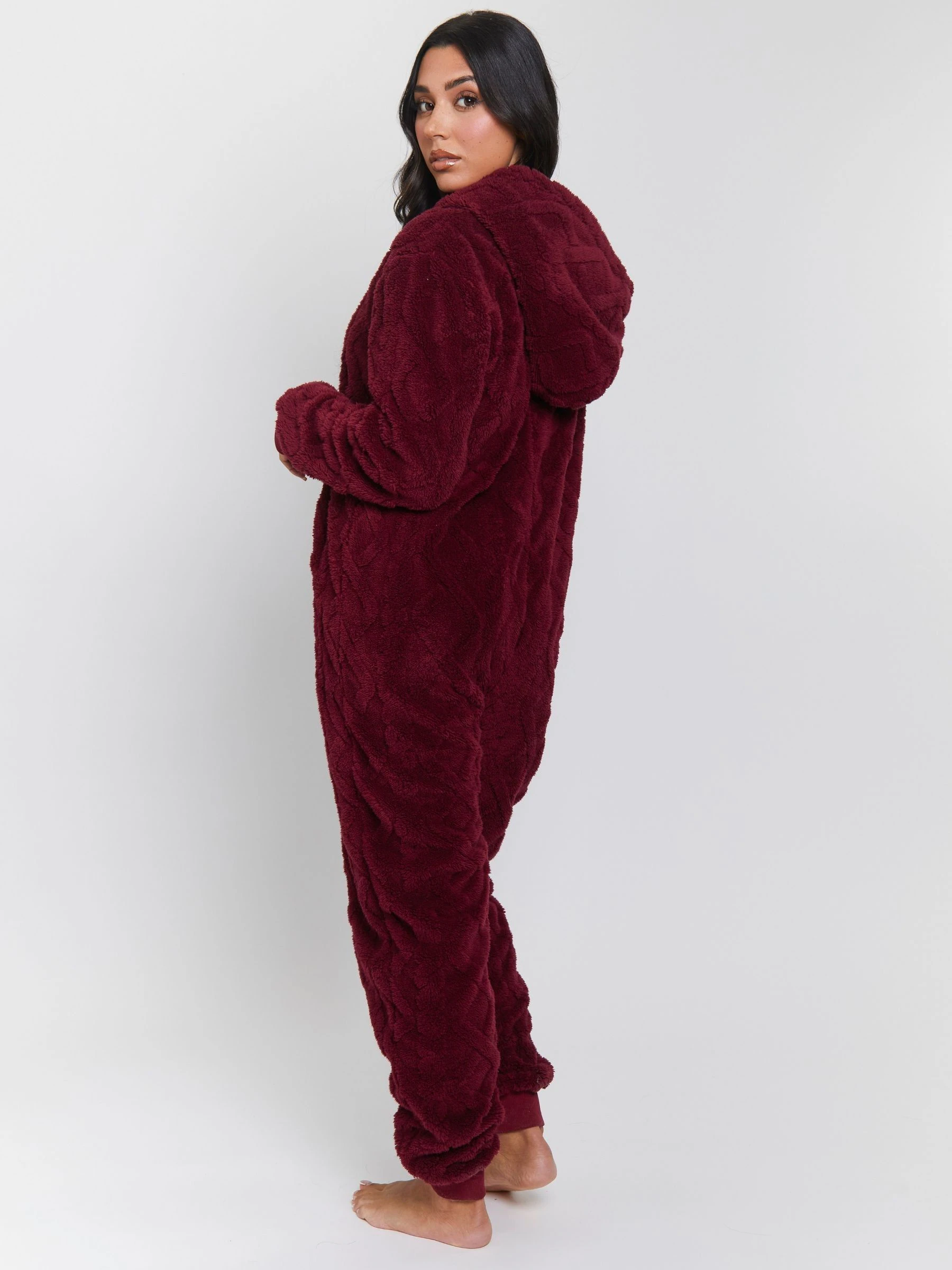Loungeable Cable Cutwork Fleece Hooded All-In-One