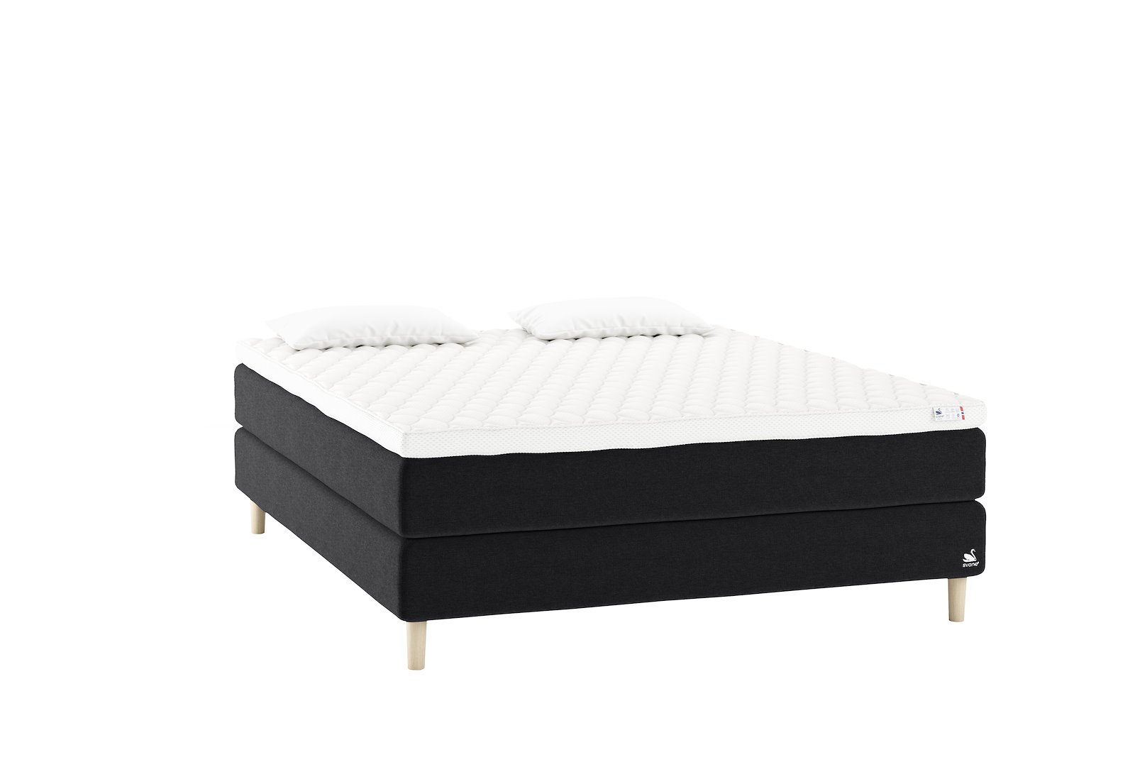 Zeta kontinentalseng Tekstil Moment Midnight, Earth LatexGel® overmadrass og Cone Leg 14cm oak
