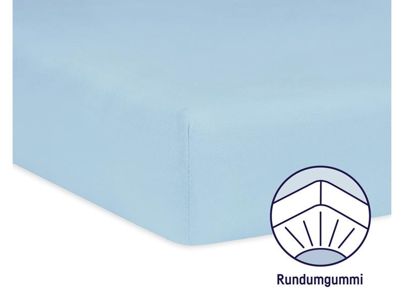 Julius Zöllner Fix-Leintuch Jersey Hellblau 70 x 140 cm Spannbetttuch für Kinderbett