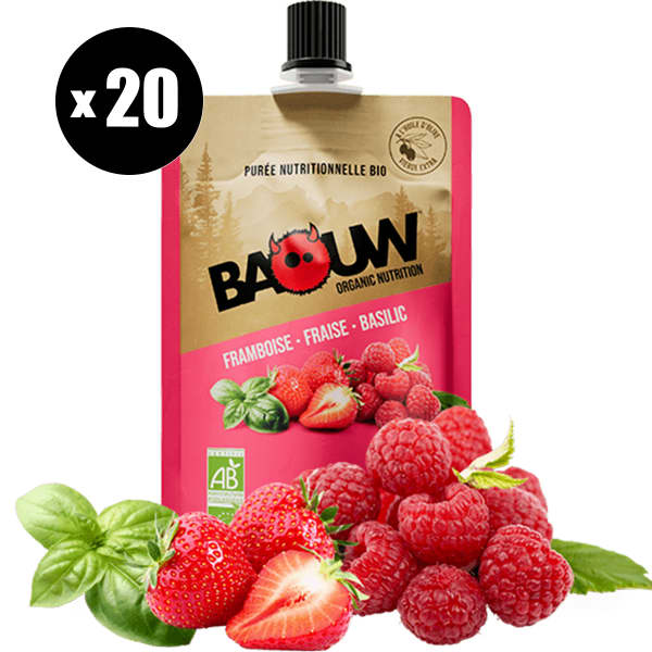 Compotes & purées énergétiques BAOUW PUREE BIO FRAMBOISE-FRAISE-BASILIC PACK X20 UNICOLOR