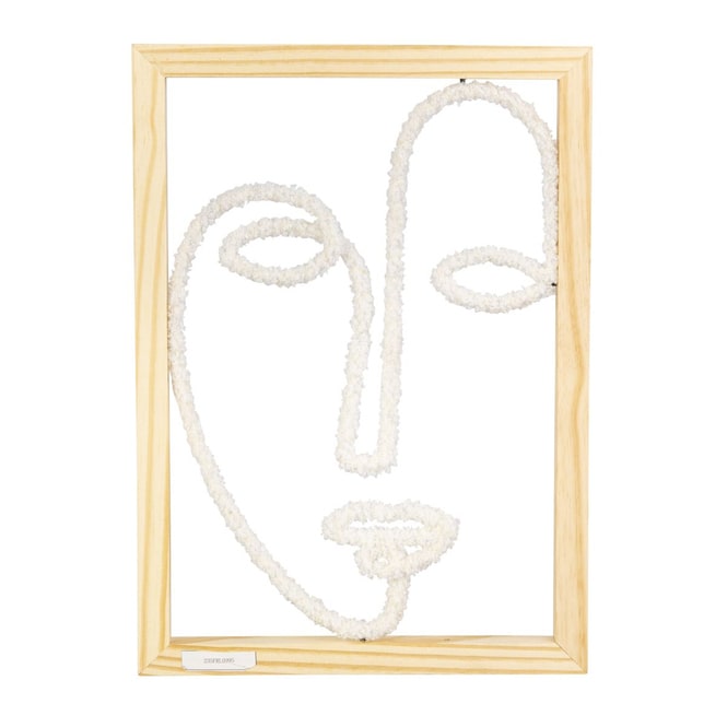 Wandbild - Gesicht - weiß/braun - ca. 29 x 2 x 40 cm