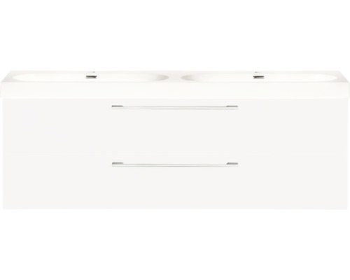 Badkamermeubelset Differnz Somero BxHxD 120 x 57 x 38 cm, frontkleur wit hoogglans met wastafel in mineraal gegoten wit
