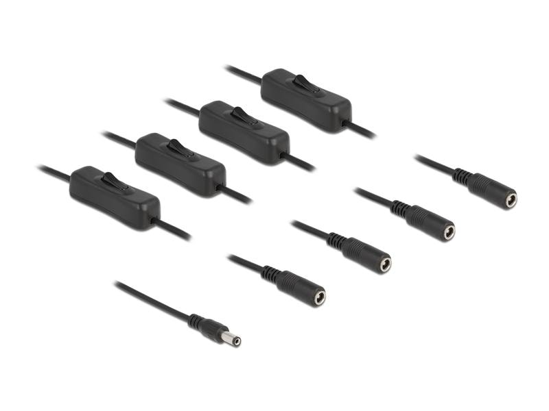Delock Hohlstecker Kabel DC 5.5 x 2.1 mm zu 4 x DC mit Scha Delock Kabel DC 5.5 x 2.1 mm Stecker zu 4 x DC Buchse mit Schalter 1 m
