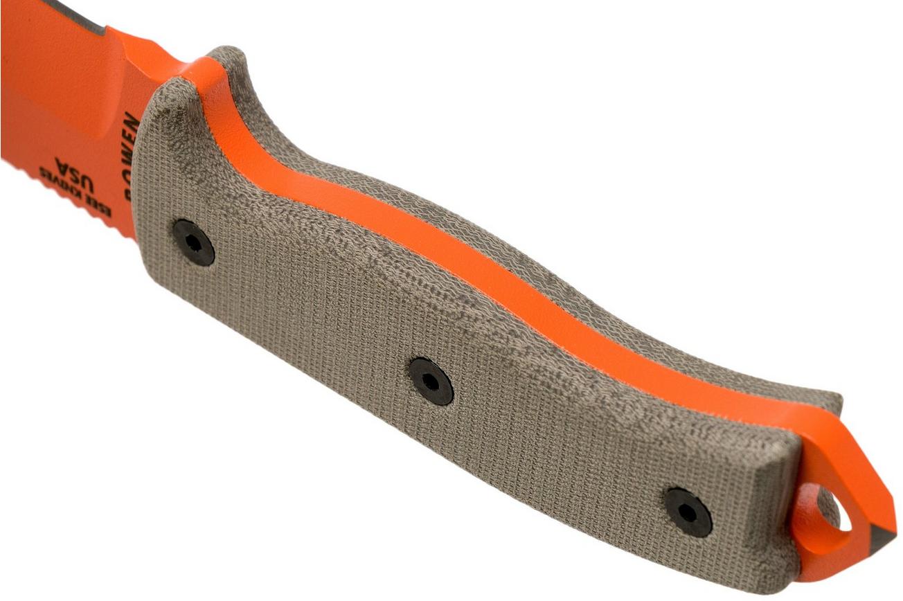 ESEE Model 5 Orange 5POG OD Green Micarta survivalmes met kydex schede   riemclip