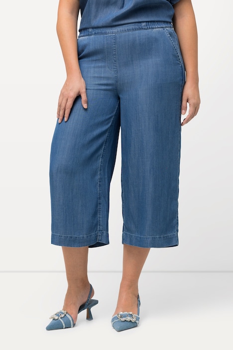 Lyocell-Culotte Rose, weites Bein, Komfortbund