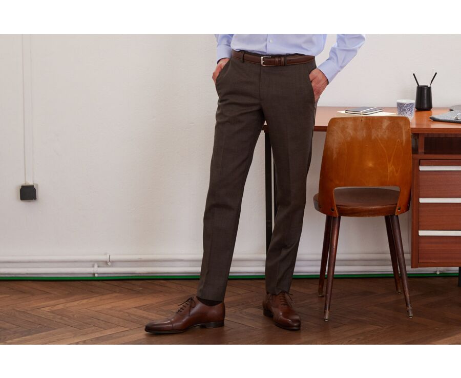 Pantalon de costume homme Marron Chiné - LAZARE