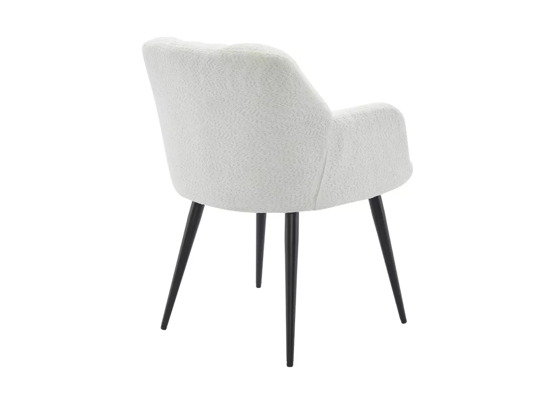 Lot de 6 chaises avec accoudoirs - Tissu bouclette et métal noir - Blanc - PEGA de PASCAL MORABITO