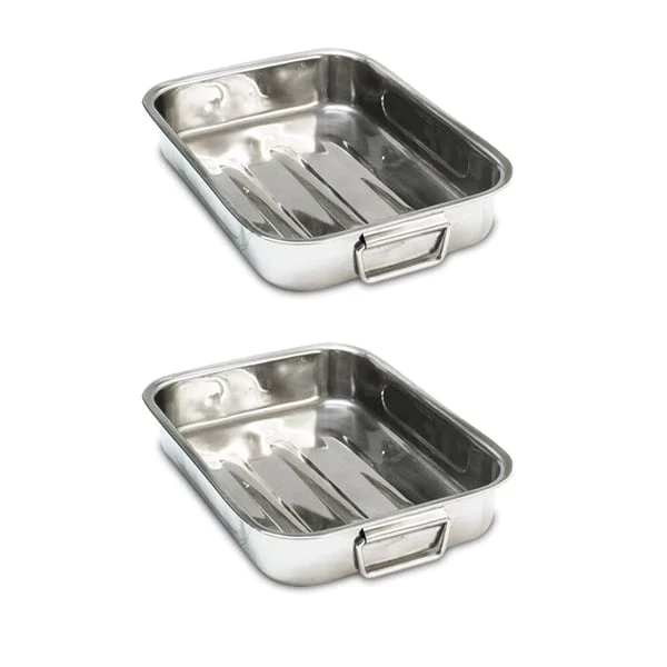 Lot de 2 plats à four rectangulaire inox 30 cm Baumalu