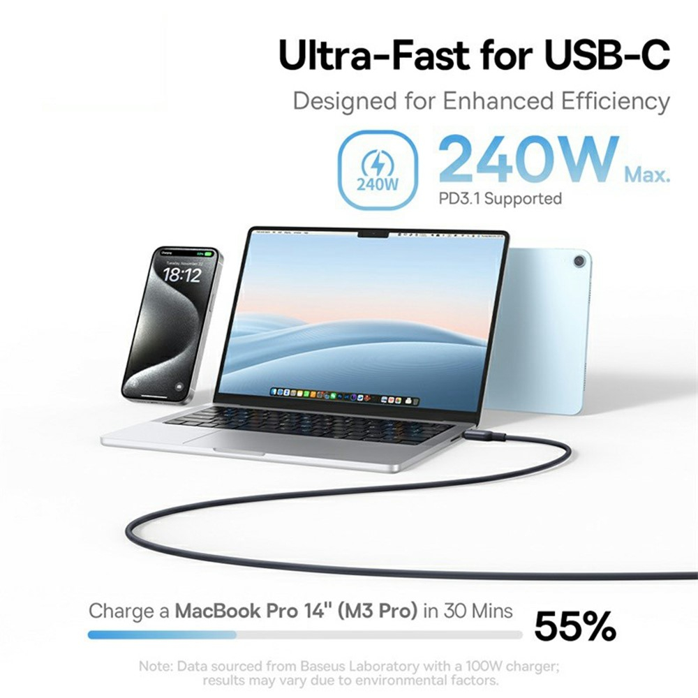 (1m) 240W PicoGo USB C auf USB C Magnet Ladekabel Power Delivery Datenkabel - Blau