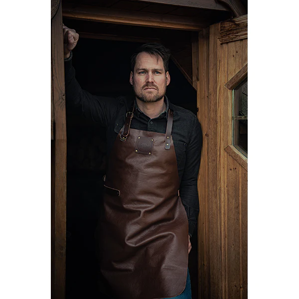 Tablier de cuisine artisanal cuir pleine fleur Buffalo Chocolat Witlof