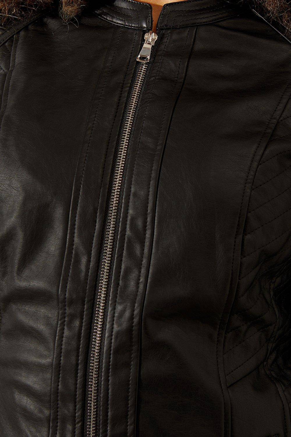 Wallis Veste en synthétique Noir avec Détails de Couture