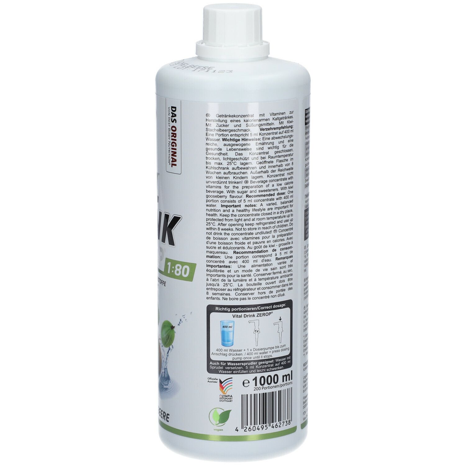 Best Body Nutrition Low Carb Vital Drink, Kiwi-Stachelbeere