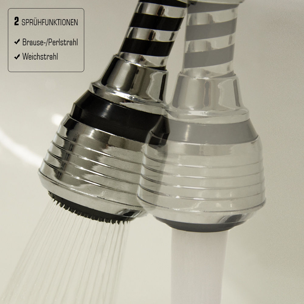 Wasserhahn Verlängerung Perlator Strahlregler 12 cm Schwenkbrause Flexischlauch