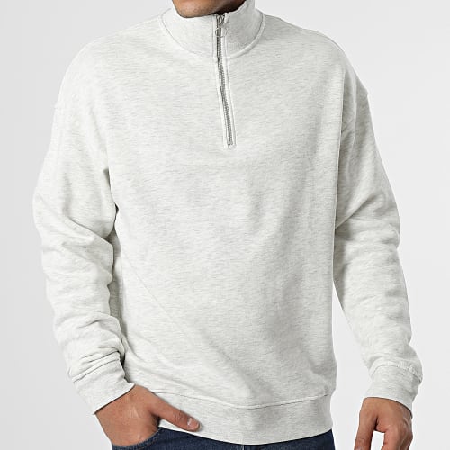 Sweat Col Zippé Oversize Large Brink Beige Clair Chiné