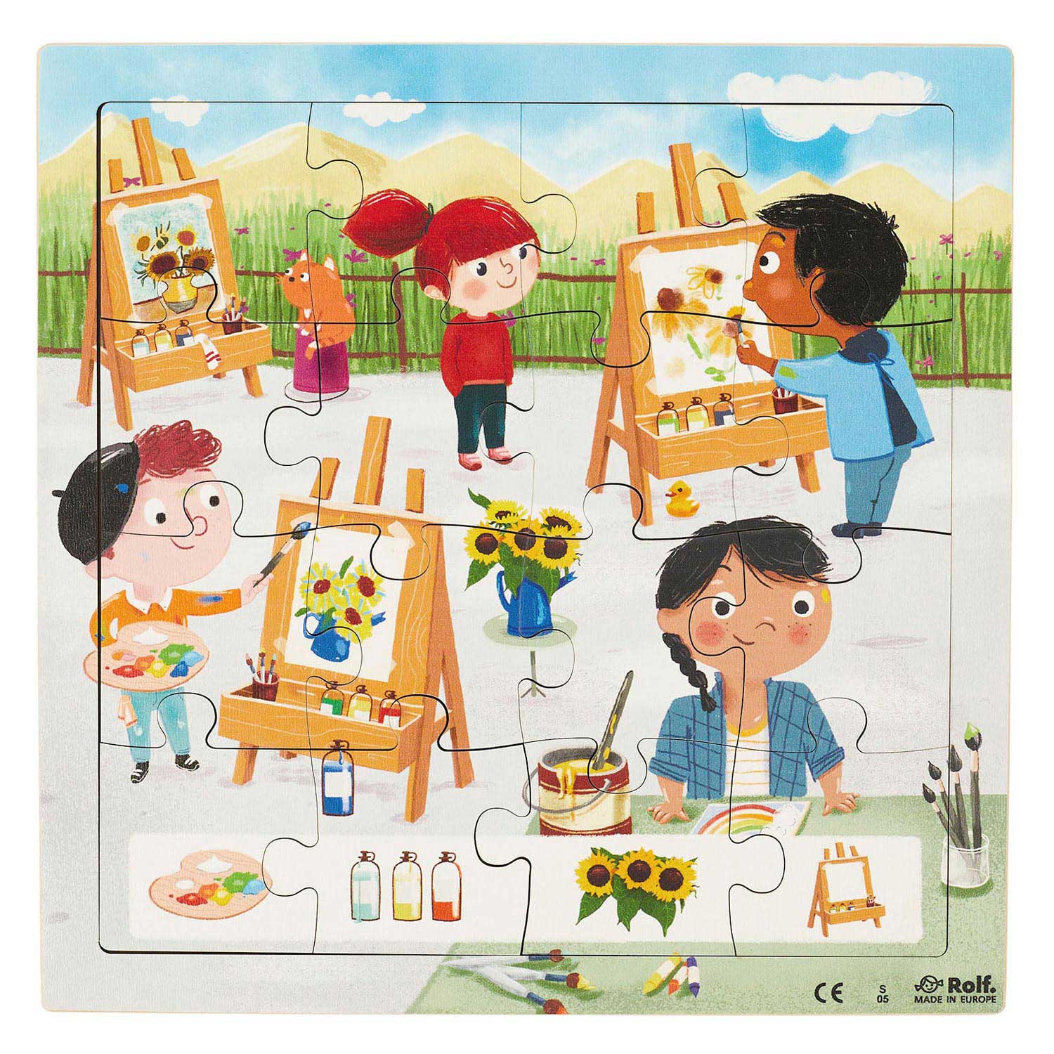 Rolf - Houten Noppenpuzzel Serie Kunst, Set van 3