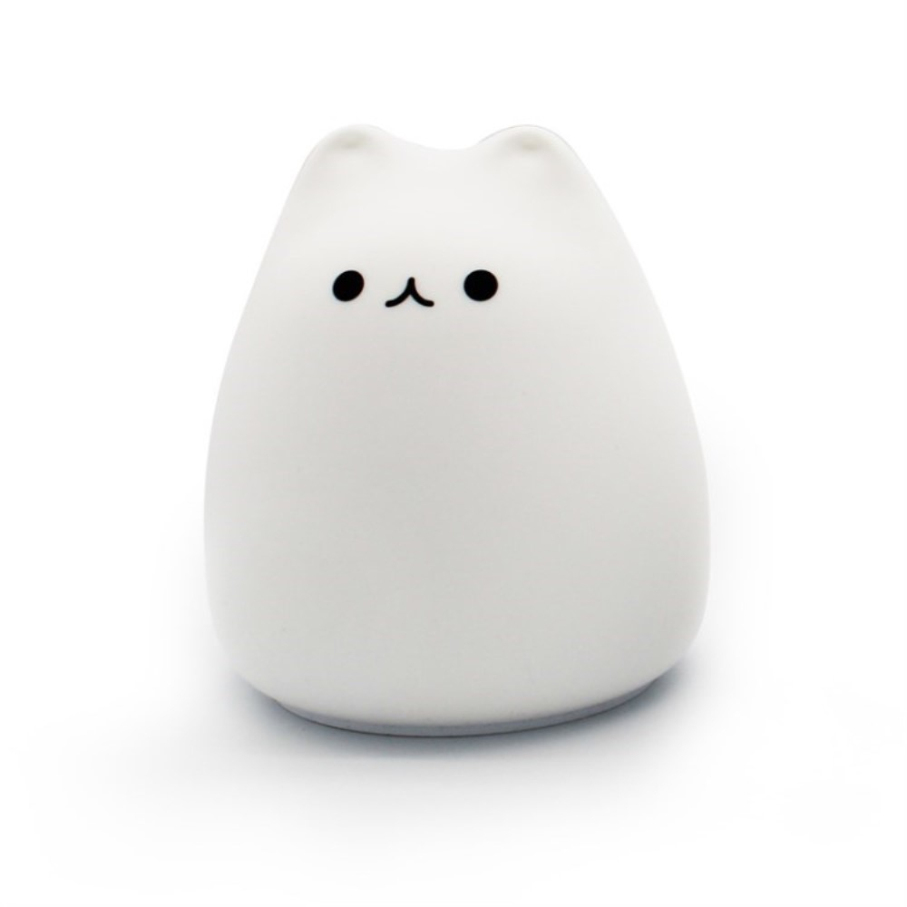 Silikon Katze Kinder Nachtlicht LED Lampe Stimmungsleuchte (Batteriebetrieben) - Weiss