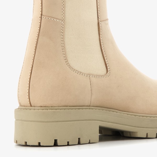 Groot leren meisjes Chelsea boots beige
