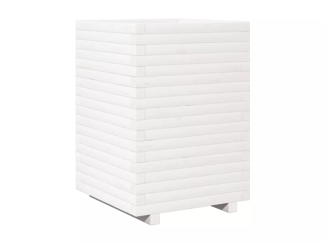 Jardinière bac lit surélevé bois blanche 50 x 50 x 72 cm 02_0037677