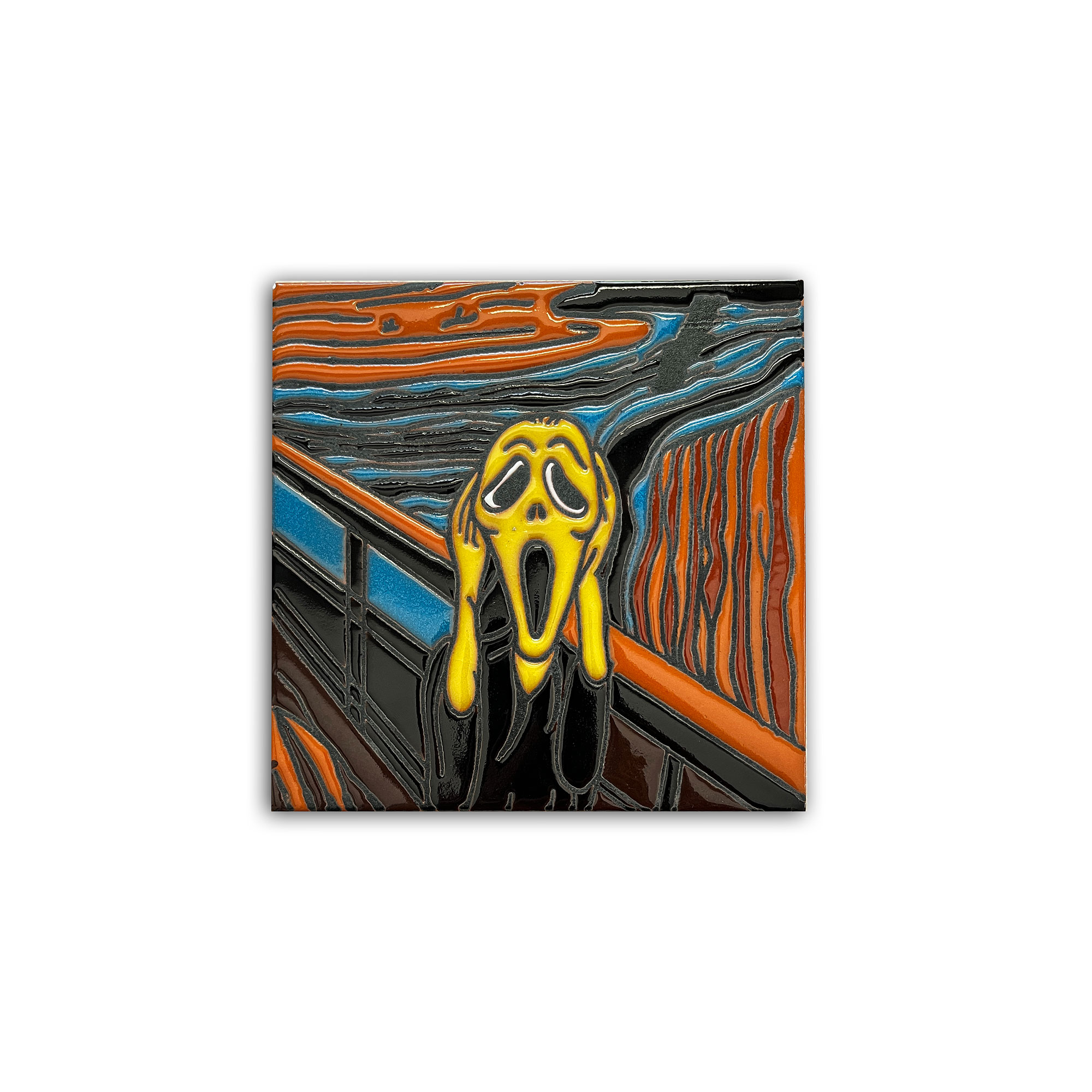 Relief-Kachel 'El Grito', multicolor, H 15 cm, B 15 cm von fischer's lagerhaus