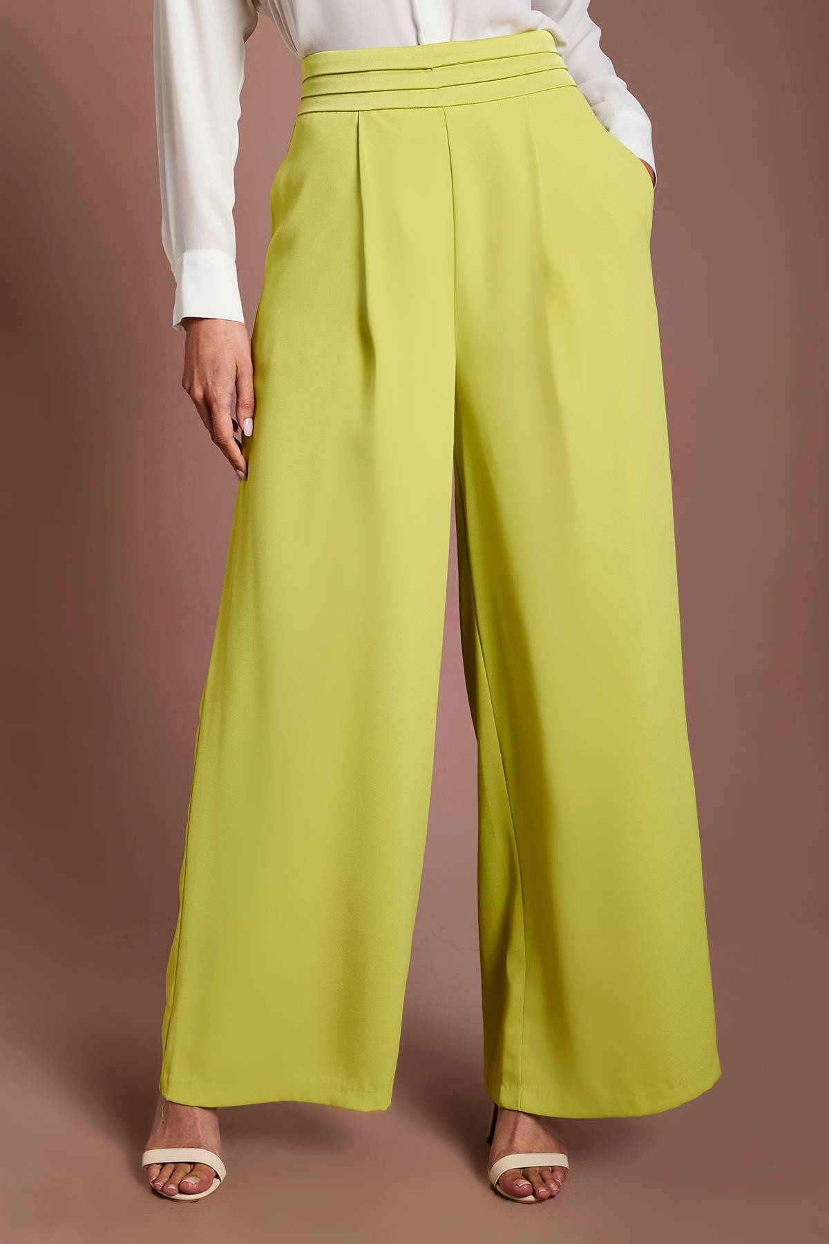 Coast Pantalon Large En Satin À Taille Plissée