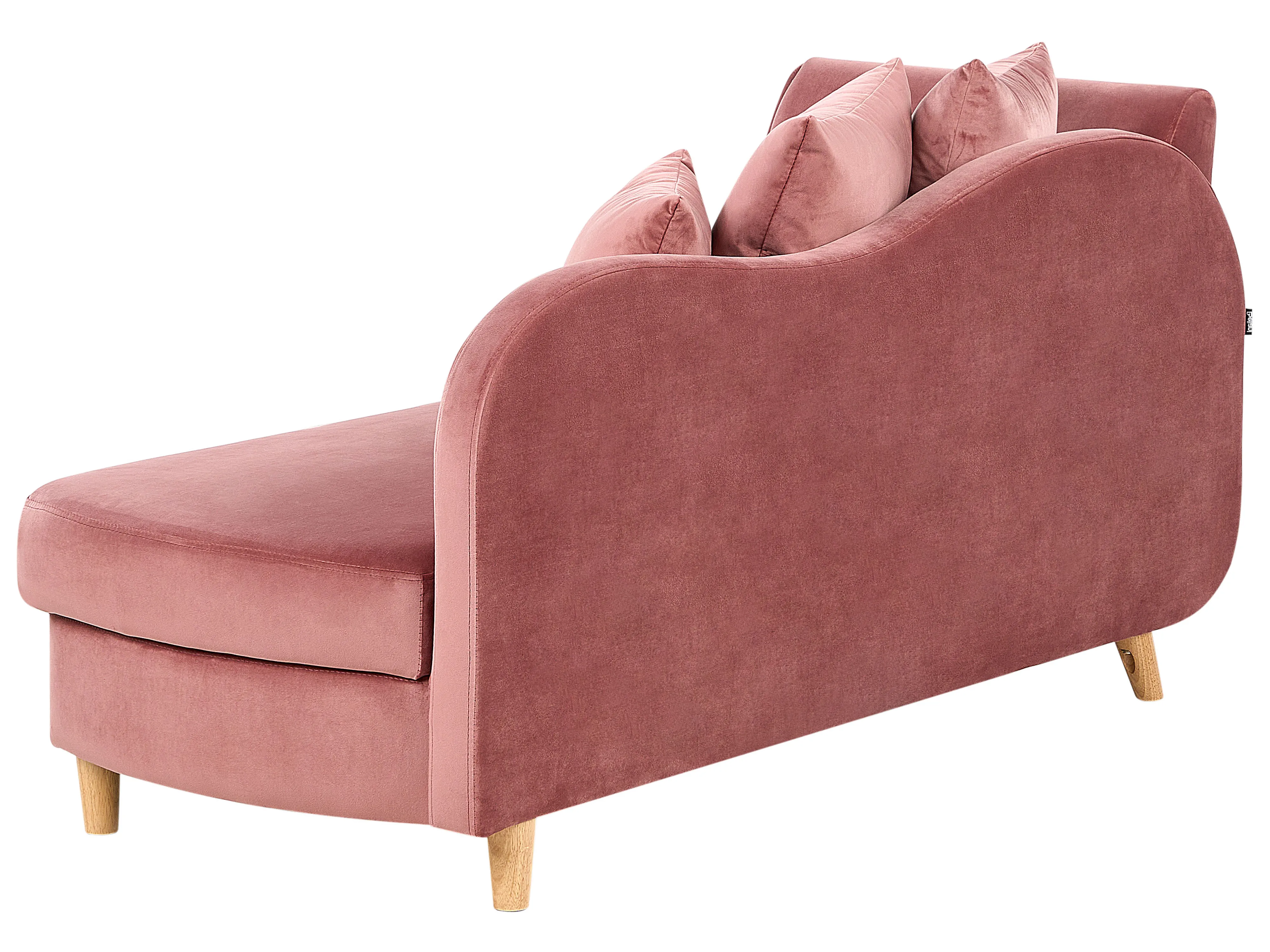 Linkszijdige chaise longue MERI Fluweel Roze met opbergruimte