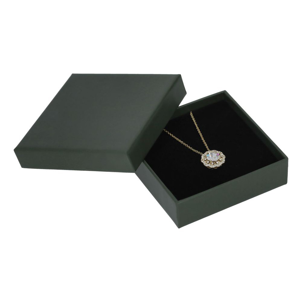 (48cm) Damen Halskette mit Kristall Strass Stein Anhänger - Silber