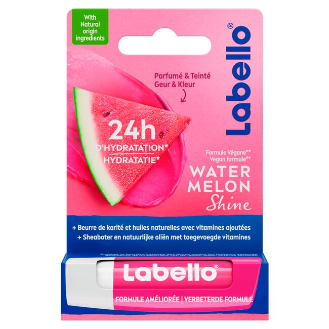 Labello Watermelon Shine Lippenbalsem 24u Hydratatie Roze 1 Stuk