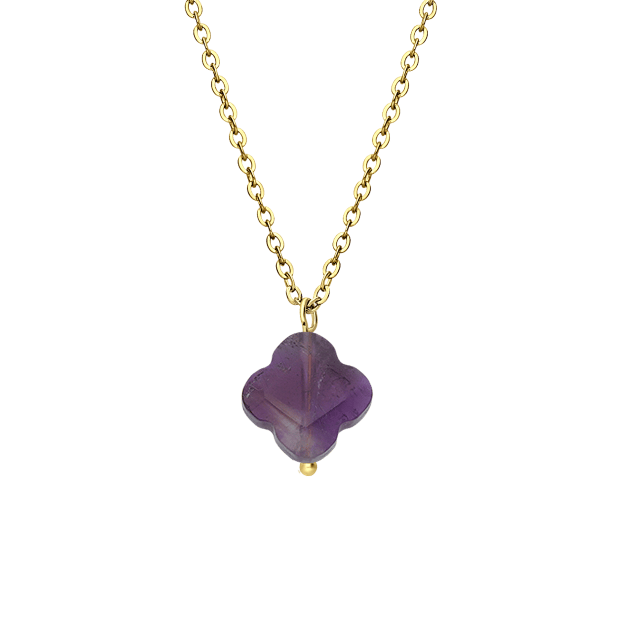 Stalen goldplated ketting met amethist