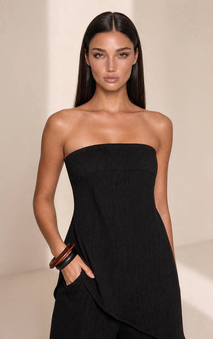Noir Haut Bandeau Coordonné À Détail Drapé Asymétrique