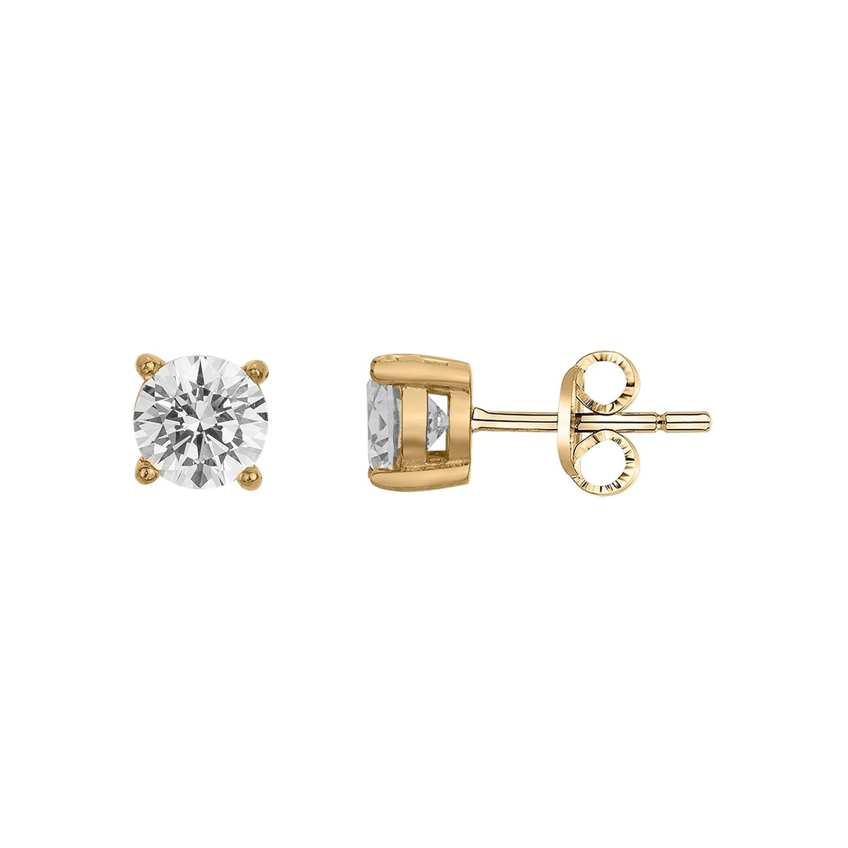 Boucles d'oreilles puces Ryo en Acier 316L avec oxyde de zirconium blanc