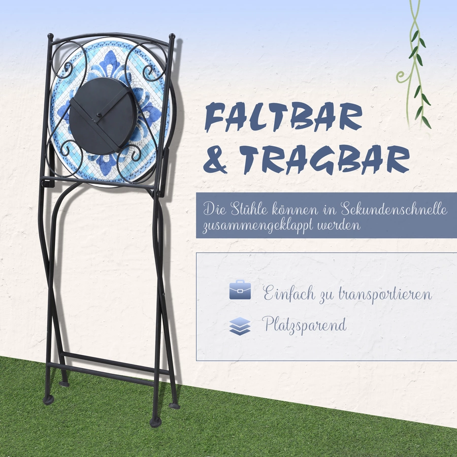 Outsunny Gartenmöbel-Set mit Stahlrahmen blau, schwarz