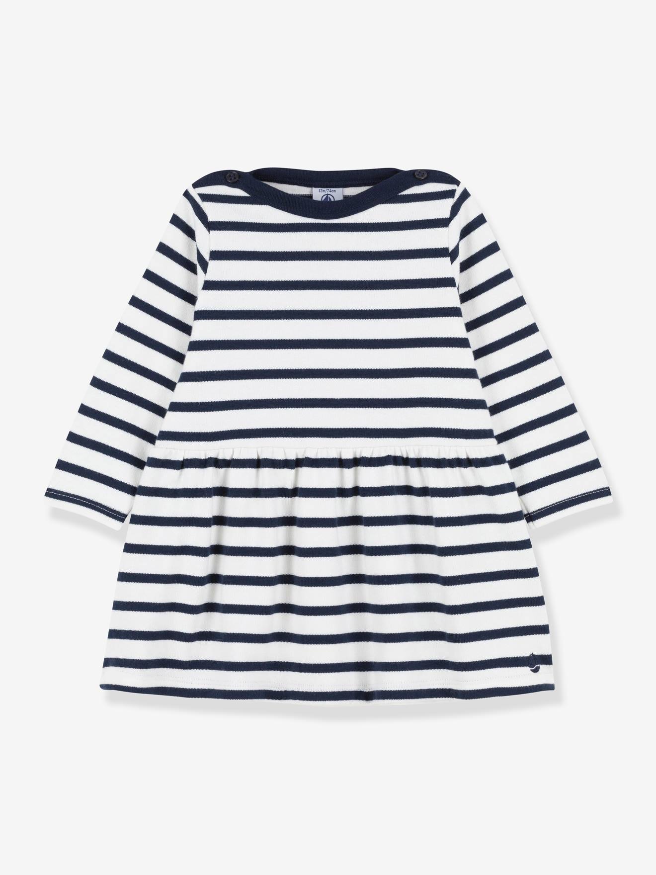 Vestido icônico de bebê de tricô grosso orgânico com mangas compridas