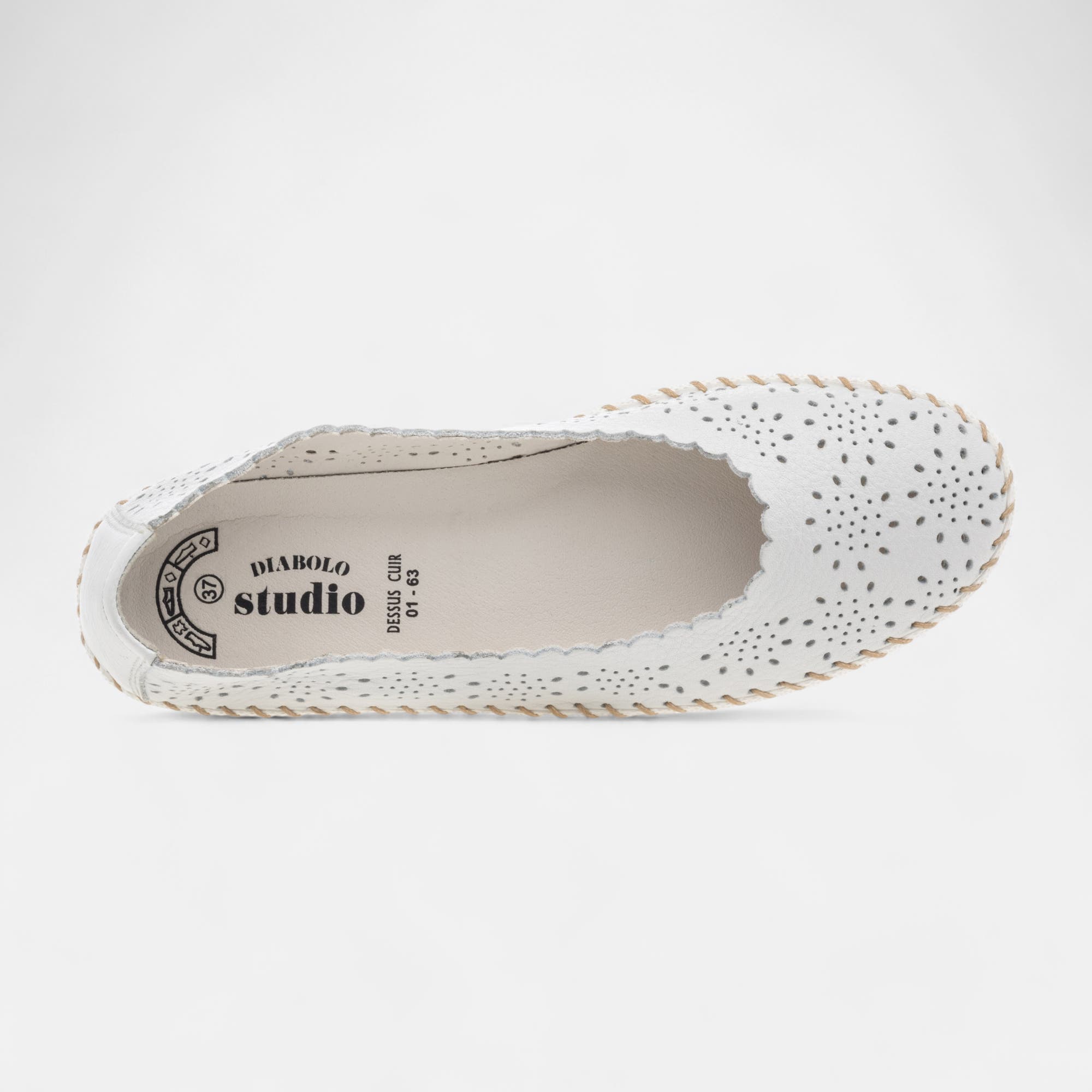 Ballerines Femme en cuir gris