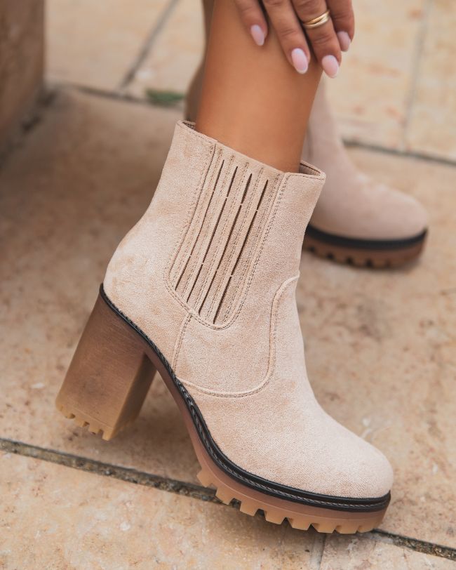 Bottines femme taupe à talon - Frida