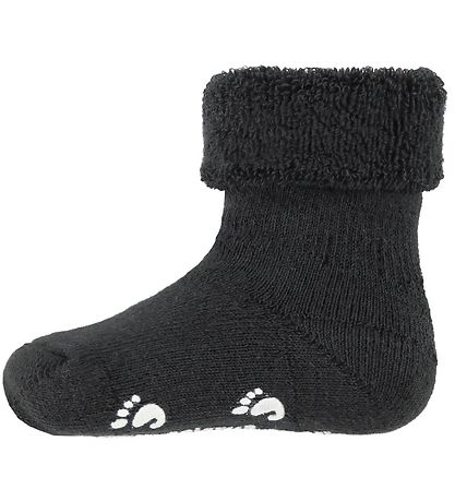 Fuzzies Babysocken m. Anti-Rutsch - Anthrazitgrau