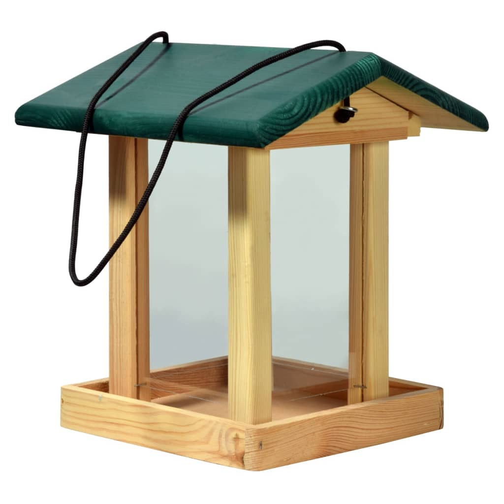 Mangeoire à oiseaux avec silo bois naturel et vert