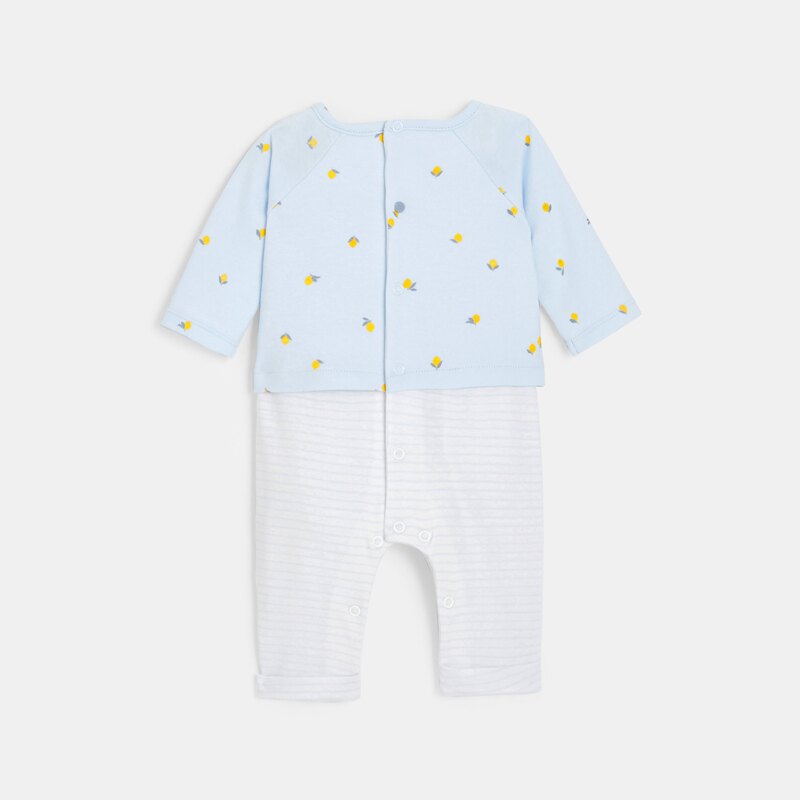 Combinaison effet 2 en 1 bébé garçon en coton bio bleu Absorba Bleu