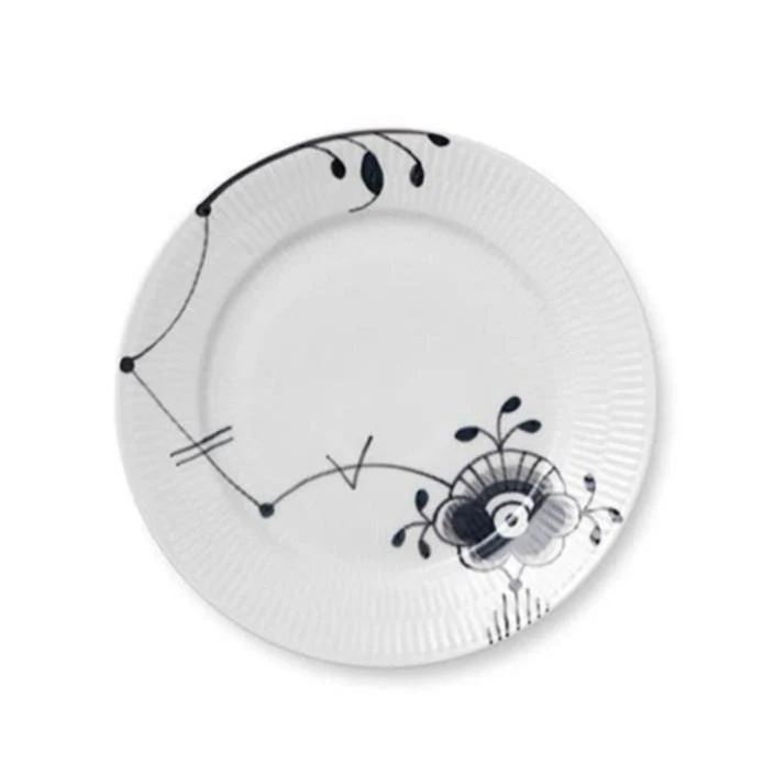 Royal Copenhagen  Sort Mega riflet tallerken - 22 cm.